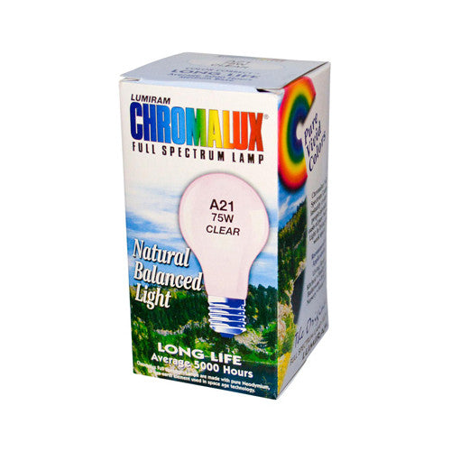 Chromalux Lumiram Full Spectrum 75Watt Clear A21 Lamp Natural Balanced Light, 1 Ea